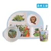 Set de vajilla de fibra de bambú para bebé, comida complementaria, forma de animal de dibujos animados linda, plato separado, tenedor, cuchara, cuenco para comer bebé