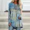 Camiseta de Manga Larga Estilo Nuevo Independiente Transfronteriza Estilo Europeo y Americano Impresión 3D con Patrón de Poción de Bruja y Murciélago, Camisa Holgada de Cuello Redondo