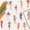 50 Personagens Americanos Pop Retro para Meninas Desenhos Animados Transfronteiriços Adesivos Impermeáveis para Decoração de Animais de Estimação Capa de Celular Adesivos para Copo de Água DIY