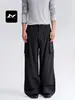 Calça Jeans de Trabalho de Algodão Retro Americana Feng Mei Solta Retro Casual Unissex Emagrecedora Multi-Bolsos Silhueta Calça de Perna Larga
