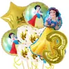 Conjunto de Nove Peças de Balões Decorativos de Filme de Alumínio com Tema Branca de Neve de Um a Nove, Adequado para Festas de Aniversário