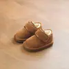 Botas de Neve para Meninas, Sapatos para Bebês e Crianças Pequenas, Sapatos de Algodão com Forro de Lã de Cor Sólida para o Inverno, Botas Curtas para Meninos, Sapatos Estáveis para Caminhar