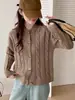 Nueva Colección Otoño/Invierno 2026: Suéter Cárdigan de Punto Cableado de Cuello Redondo de Botones Sencillo y Versátil para Mujer, con un Estilo Relajado y sin Esfuerzo