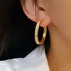 Pendientes Circulares de Zirconia Completa Estilo Minimalista Europeo y Americano, Pendientes de Lujo Ligero de Nicho de Alta Gama para Mujer, Pendientes de Diseño Transfronterizo