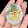 2338-Cristal Natural Ágata Grabado Símbolo Om Piedra de Palma Runa de Yoga Llavero DIY Colgante Accesorios
