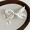 Pinza para el Cabello Asimétrica con Lazo de Tela Coreana de Puntos Blancos y Negros Exquisito Adorno para el Cabello Pinza de Pico de Pato Pinza para Flequillo Pinza para el Cabello Accesorios para el Cabello