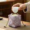 Nova bolsa de viagem para chaleira estilo chinês, bolsa de copo com padrão de nuvens trançada, bolsa de armazenamento de brocado feita à mão, acessórios para conjunto de chá estilo chinês retrô