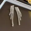 Brincos de Franja com Laço Cravejado de Diamantes e Agulha de Prata Luxo Acessível Brincos de Ponta Brincos de Design de Nicho Europeu e Americano Atacado Mulheres