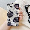 Fio de Penas Preto Leopardo Impressão iPhone 15 Case 14Pro Camada Dupla IMD Grande Furo Drop-resistant Capa Protetora 13/12
