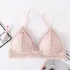 Bralette sin aro de acero ultra-delgado pecho grande pequeño encaje copa triangular sujetador ropa interior sexy chicas francesas mujer