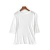 [Procesamiento y Personalización] Camiseta Interior de Seda de Morera de Verano Yuyue con Cuello Redondo y Manga de Tres Cuartos para Mujer Top de Seda de Manga Corta para Mujer