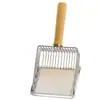 Pala Grande de Metal para Arena de Gato con Mango de Madera, Tamizador de Rejilla para Arena de Gato, Pala para Excrementos de Gato para el Hogar, Suministros de Limpieza para Mascotas