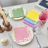 Servilletas con Borde Estampado de Plantas y Flores Transfronterizas Estilo Nuevo Servilletas de Fiesta Primavera y Verano Hoja Verde Servilletas Desechables