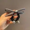 Estilo Coreano Elegante Laço Cinza Pérola Brilhante Diamante Prendedor de Cabelo para Mulheres Menina Doce Versátil Bola Cabeça Rabo de Cavalo Corda de Cabelo para Mulheres
