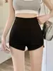 Shorts de seguridad negros para mujer de cintura alta para primavera y otoño, entallan la cintura, levantan los glúteos, look "sin pantalones", shorts para botas, pantalones de seguridad