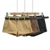 Shorts cargo de verano para mujer, estilo retro americano, sexy, moda nueva, tiro bajo, pierna ancha, con cinturón y detalles de bolsillo