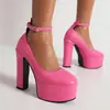 43 Hebilla Nueva Comercio Exterior Zapatos Mary Jane Británicos Zapatos de Punta Redonda Moda Tacón Grueso Zapatos de Salón Zapatos de Salón 40 Plataforma de Agua Blancos Mujer