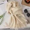 Bufanda Nueva de Imitación Cachemir para Mujer, Marca Trendy Estilo Coreano de Invierno, Versátil y Linda, Chal Bufanda para Cuello Gruesa de Doble Cara con Borlas