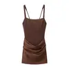 ZR E-commerce Transfronteiriço 2026 Novo Estilo Europeu e Americano Moda Feminina Sexy Sem Mangas Plissada Curta Vestido Camisola