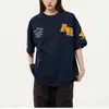Camiseta Gris Bordada con Letra T Estilo High Street Americano para Hombres y Mujeres Marca Tendencia Nacional Verano Nuevo Holgado Estilo Pareja Manga Corta
