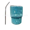 Vaso de Licor Mini de Lujo con Pedrería, Taza de Café Estilo Italiano con Estampado de Leopardo, Vaso con Popote de Acero Inoxidable, Vaso para Agua