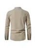 Nueva camisa casual de playa de algodón y lino para hombre de los años 70 de manga larga estilo hippie de Amazon, talla europea, bestseller transfronterizo
