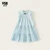 Ropa Infantil Yingsibo Vestido de Verano Liso Sin Mangas para Niñas Vestido Infantil Vestido de Longitud Media con Lazo Vestido para Niñas