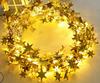 Guirnalda de Luces de Ratán Artificial de Hoja Dorada Led Hoja Verde Alambre de Cobre Guirnalda de Luces Jardín Ambiente Navideño Luz Decorativa