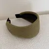 Faixa de Cabeça Larga de Tricô Canelado Vintage Cor Sólida Coroa Alta Estilosa Moda Não Apertando Faixa de Cabelo para Mulheres