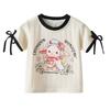 Roupas infantis Verão Meninas Doce Bonito Camiseta de manga curta Estilo coreano Estilo ocidental Arco Meia-manga Top Bebê Camisa de assentamento