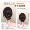 Peruca para Mulheres com Cabelo Preto, Grampo, Coque de Pena, Penteado Atmosférico, Coque Baixo Natural Fofo