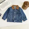 Vale do Vento 2026 Outono Novo Estilo Retrô Jaqueta Jeans Color Block Infantil Versátil Estilosa Jaqueta para Meninos