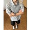 Camisa Polo de Media Cremallera y Manga Corta para Hombre, Algodón de Amoníaco Líquido de Verano Desestructurada Moderna Elegante Cuello Camisero Holgada Camiseta Top