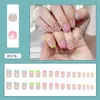 Unhas Coloridas Arco-Íris Refrescantes e Energéticas Estilo Francês Simples, Doces, Modernas, Versáteis para Meninas, Arte de Unhas Removível, 30 Peças