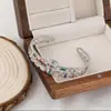 Distrito de Lu Nova Moda Transfronteiriça Elegante Cor Zircônia Pulseira Aberta Cobre Banhado a Ouro Leve Luxo Pulseira Feminina