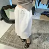 Falda Blanca de Lino con Cordón, Línea A Delgada para Mujer, Verano 2026, Sensación Relajada de Alta Gama, Falda Media Súper Elegante para Figura de Pera
