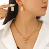 Collar Colgante Cruzado Transfronterizo Europeo y Americano Set de Pendientes Cierre Ot Personalizado Cadena de Clip de Papel Cadena para Clavícula Venta al por Mayor