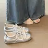 Tênis de treino alemães prateados com textura de pele de carneiro, nova coleção de outono, sapatos casuais estilo Mary Jane para ballet muito populares para mulheres