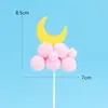 Decoración para Pastel con Pompones de Nube 3D y Girasol Topper Pelota Esponjosa Linda Flor Pequeña Peluche Colorido Inserto de Cumpleaños