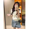 Camiseta de Manga Corta de Punto Trenzado con Cuello Polo Estilo Academia para Mujer, Nueva de Verano 2026, Top Versátil Ajustado