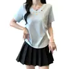 2026 Verano Nuevo Estilo Tallas Grandes Mujer Dulce y a la Moda Estampado de Dibujos Animados Cintura Ceñida Mangas Cortas Curvas Camiseta Base