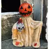 Nova capa de abóbora de Halloween transfronteiriça, artesanato de resina de bruxo, decoração de casa, decoração de abóbora de jardim