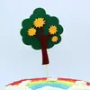 Decoración de pastel de árbol pequeño de bosque, inserto de fieltro no tejido, luna, estrellas, sol, hierba verde, tarjeta, cumpleaños de niños