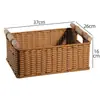 Grande cesta de armazenamento com trama semelhante ao rattan, no estilo INS da moda, perfeita para organizar armários e guarda-roupas, e para armazenamento simples na sala de estar