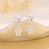 Aretes de Mariposa Gardenia Nuevos Vintage Mori Aretes Cortos Estilo Hada Moda Aretes de Flor de Cinco Pétalos con un Solo Diamante
