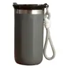 Caneca de café, garrafa térmica, garrafa de água portátil para atividades ao ar livre, estilo americano, alta qualidade, elegante, feita de aço inoxidável 304 com isolamento a vácuo, com alça de transporte, perfeita como presente