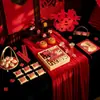 Decoração e ornamentos para mesa de chá de casamento, arranjo de mesa para decorar a sala de estar, quarto de noiva de alto padrão, conjunto de cerimônia de chá de noivado estilo chinês novo