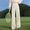 Calças Casuais de Verão para Mulheres Plus Size, Frescas, Largas, de Perna Reta, Respiráveis, de Secagem Rápida, para Corrida, Treinamento, Fitness