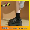 Mocassins Vintage de Solado Grosso para Mulheres, Novo Estilo Britânico de Couro para a Primavera de 2026, Sapatos que Aumentam a Altura para Mulheres Baixas, Adequados para Combinar com Saias