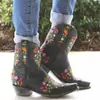 Modelo de comercio exterior otoño 2026 zapatos de mujer, punta fina bordados 40-43 talla grande botas de cuero, botines cortos estilo Martin para mujer